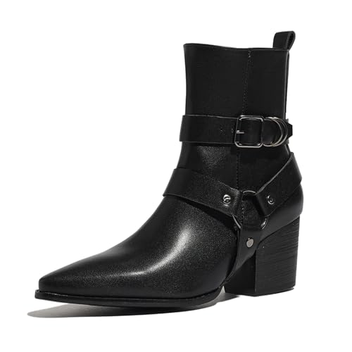 Klarmar Damen Pointed Toe Ankle Stiefeletten Blockabsatz Concise Mode Anzugstiefel Elegant Schwarz Gr 41 EU/43 von Klarmar