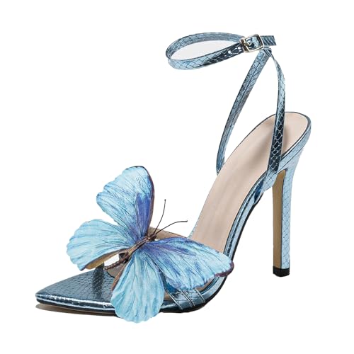 Klarmar Damen Pointed Toe Strappy Höhe Ferse Butterfly Stilettos Elegant Knöchelriemchen Mode Stilettos Blau Gr 40 EU/41 Klarmar Damen Pointed Toe Strappy Höhe Ferse Butterfly Stilettos Elegant Knöchelriemchen Mode Stilettos Blau Gr 40 EU/41 von Klarmar