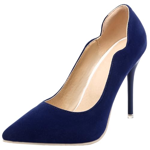 Klarmar Damen Stiletto Ohne Verschluss Pointed Prom Schuhe Hochzeit Party High Schuhe Mode Kleid Blau Gr 42 EU/44 Klarmar Damen Stiletto Ohne Verschluss Pointed Prom Schuhe Hochzeit Party High Schuhe Mode Kleid Blau Gr 42 EU/44 von Klarmar