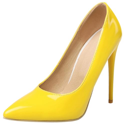 Klarmar Damen Stiletto Pump Elegant Party High Schuhe Party Formal Schuhe Gelb Gr 37 EU/38 von Klarmar