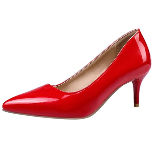 Klarmar Damen Stiletto Pump Pointed Toe Abendschuhe Party Hochzeit Schuhe Mid High Schuhe Rot Gr 38 EU/39 von Klarmar