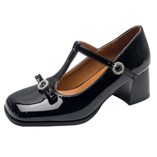 Klarmar Damen T-Strap Blockabsatz Pumps Square Toe Mary Jane Mode Party Bogen Abendschuhe Schwarz Gr 36.5 EU/37 Klarmar Damen T-Strap Blockabsatz Pumps Square Toe Mary Jane Mode Party Bogen Abendschuhe Schwarz Gr 36.5 EU/37 von Klarmar