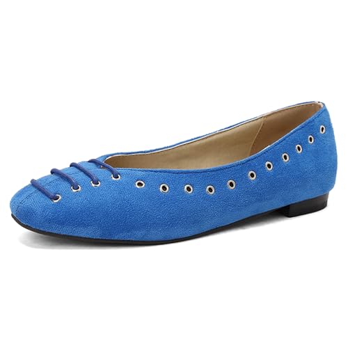 Klarmar Dolly Flach Schuhe Damen Ohne Verschluss Loafer Daily Schuhe Runde Zehen Leisure Mode Buro Wildleder Schuhe Blau Gr 36 EU von Klarmar
