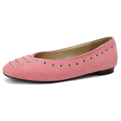 Klarmar Dolly Flach Schuhe Damen Ohne Verschluss Loafer Daily Schuhe Runde Zehen Leisure Mode Buro Wildleder Schuhe Pink Gr 37 EU/38 von Klarmar