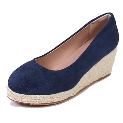 Klarmar Espadrille Keilabsatz Pump Damen Runde Zehen Leisure Ohne Verschluss Plateau Arbeit Block High Schuhe Blau Gr 35 EU Klarmar Espadrille Keilabsatz Pump Damen Runde Zehen Leisure Ohne Verschluss Plateau Arbeit Block High Schuhe Blau Gr 35 EU von Klarmar