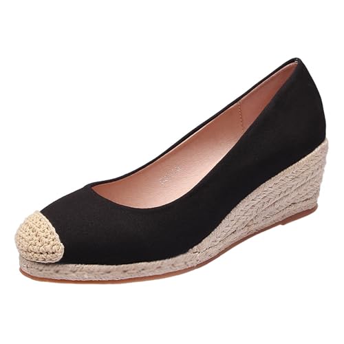 Klarmar Espadrille Keilabsatz Pump Damen Runde Zehen Leisure Ohne Verschluss Plateau Arbeit Block High Schuhe Schwarz Gr 39 EU/40 Klarmar Espadrille Keilabsatz Pump Damen Runde Zehen Leisure Ohne Verschluss Plateau Arbeit Block High Schuhe Schwarz Gr 39 EU/40 von Klarmar