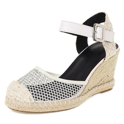 Klarmar Espadrille Keilabsatz Sandalen Damensandalen Runde Zehen Slingback Knöchelriemchen Strand Keilabsatzs Leisure Weiß Gr 33 EU Klarmar Espadrille Keilabsatz Sandalen Damensandalen Runde Zehen Slingback Knöchelriemchen Strand Keilabsatzs Leisure Weiß Gr 33 EU von Klarmar