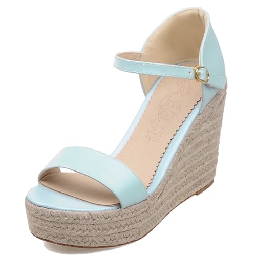 Klarmar Espadrille Keilabsatzs Damensandalen Offene Zeh Plateau Knöchelriemchen Leisure Strand Sandals Plateau Blau Gr 35 EU Klarmar Espadrille Keilabsatzs Damensandalen Offene Zeh Plateau Knöchelriemchen Leisure Strand Sandals Plateau Blau Gr 35 EU von Klarmar