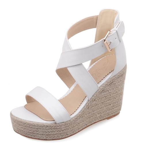 Klarmar Espadrille Keilabsatzs Damensandalen Offene Zeh Plateau Knöchelriemchen Leisure Strand Sandals Plateau Weiß Gr 40 EU/41 Klarmar Espadrille Keilabsatzs Damensandalen Offene Zeh Plateau Knöchelriemchen Leisure Strand Sandals Plateau Weiß Gr 40 EU/41 von Klarmar