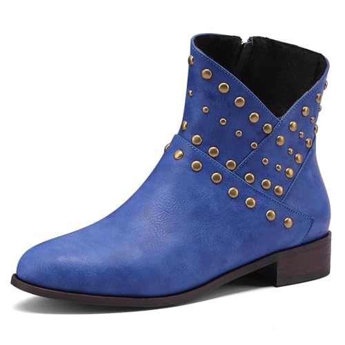 Klarmar Flach Heel Stiefeletten Damen Runde Zehen Chelsea Stiefel Runde Zehen Leisure Klassische Stiefeletten Blau Gr 40 EU/41 Klarmar Flach Heel Stiefeletten Damen Runde Zehen Chelsea Stiefel Runde Zehen Leisure Klassische Stiefeletten Blau Gr 40 EU/41 von Klarmar