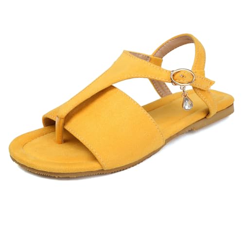 Klarmar Flach Schuhe Sandals Damen Clip Toe Leisure Arbeit Sommer Schuhe Comfy Walk Colorful Gelb Gr 48 EU/50 von Klarmar