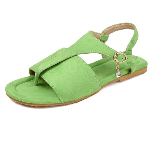 Klarmar Flach Schuhe Sandals Damen Clip Toe Leisure Arbeit Sommer Schuhe Comfy Walk Colorful Grün Gr 35 EU von Klarmar