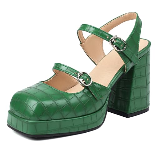 Klarmar Geschlossen Chunky Höhe Ferse Damen Knöchelriemchen Sandals Plateau Prom Schuhe Knöchelriemchen Grün Gr 41 EU/43 von Klarmar