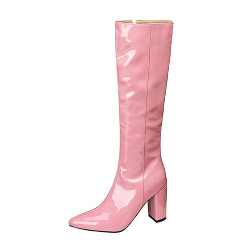 Klarmar Höhe Ferse Overknees Stiefel Damen Pointed Toe Partystiefel Pointed Toe Lack Elegant Party Hochzeit Kniehohe Stiefel Pink Gr 42 EU/44 Klarmar Höhe Ferse Overknees Stiefel Damen Pointed Toe Partystiefel Pointed Toe Lack Elegant Party Hochzeit Kniehohe Stiefel Pink Gr 42 EU/44 von Klarmar