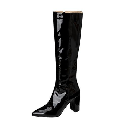 Klarmar Höhe Ferse Overknees Stiefel Damen Pointed Toe Partystiefel Pointed Toe Lack Elegant Party Hochzeit Kniehohe Stiefel Schwarz Gr 42 EU/44 Klarmar Höhe Ferse Overknees Stiefel Damen Pointed Toe Partystiefel Pointed Toe Lack Elegant Party Hochzeit Kniehohe Stiefel Schwarz Gr 42 EU/44 von Klarmar