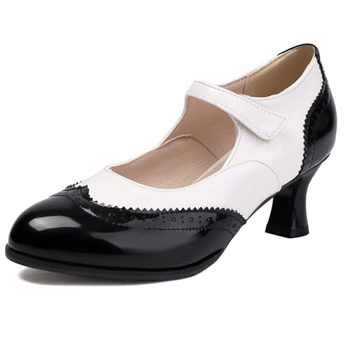 Klarmar Kitten Heel Mary Jane Damen Buro Low Schuhe Runde Zehen Mode Prom Mid Block Schuhe Schwarz Gr 40.5 EU/42 von Klarmar