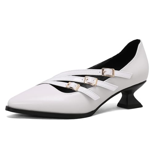 Klarmar Kitten Heel Pump Damen Pointed Toe Büroschuhe Schnalle Buro Klassische Arbeit Mid Schuhe Weiß Gr 40.5 EU/42 Klarmar Kitten Heel Pump Damen Pointed Toe Büroschuhe Schnalle Buro Klassische Arbeit Mid Schuhe Weiß Gr 40.5 EU/42 von Klarmar