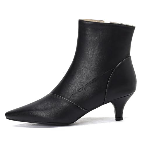 Klarmar Kitten Stiefeletten Damen Party Pointed Toe Hochzeit Mode Kleid Stiefeletten Reißverschluss Elegant Party Schwarz Gr 32 EU von Klarmar