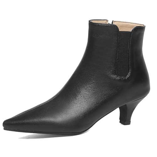 Klarmar Kitten Stiefeletten Damen Party Pointed Toe Hochzeit Mode Kleid Stiefeletten Reißverschluss Elegant Party Schwarz Gr 41 EU/43 von Klarmar