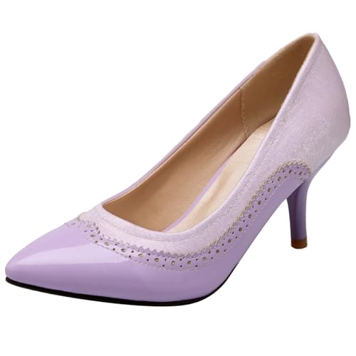 Klarmar Mitte Absatz Pointed Toe Pump Damen Stilettos Hochzeit High Schuhe Brogue Violett Gr 32 EU Klarmar Mitte Absatz Pointed Toe Pump Damen Stilettos Hochzeit High Schuhe Brogue Violett Gr 32 EU von Klarmar