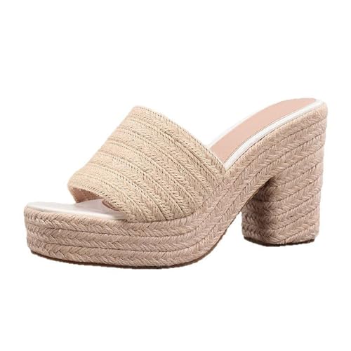 Klarmar Ohne Verschluss Mules Espadrille Für Damen Sandals Höhe Ferse Sommer Strand Sandals Leisure Offene Zeh Block Sandalen Aprikose Gr 37 EU/38 Klarmar Ohne Verschluss Mules Espadrille Für Damen Sandals Höhe Ferse Sommer Strand Sandals Leisure Offene Zeh Block Sandalen Aprikose Gr 37 EU/38 von Klarmar