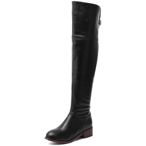 Klarmar Overknee Stiefel Damen Retro Stiefel Winter Overknees Schwarz Gr 43 EU/45 von Klarmar