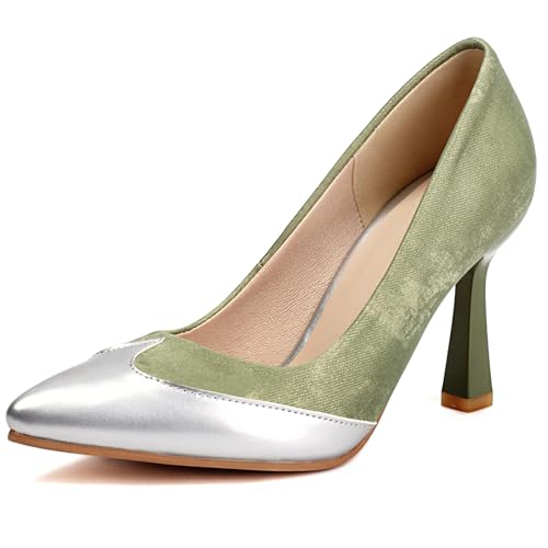 Klarmar Party High Schuhe Damen Elegant Ohne Verschluss Abendschuhe Pointed Toe Prom Schuhe Grün Gr 43 EU/45 von Klarmar