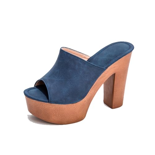 Klarmar Peeptoe-Pantoletten mit Hohem Absatz Damen Plateau Ohne Verschluss Blockabsatz Hausschuhe Pantoffeln Pantoffeln Elegant Party-Sandales Blau Gr 36.5 EU/37 Klarmar Peeptoe-Pantoletten mit Hohem Absatz Damen Plateau Ohne Verschluss Blockabsatz Hausschuhe Pantoffeln Pantoffeln Elegant Party-Sandales Blau Gr 36.5 EU/37 von Klarmar