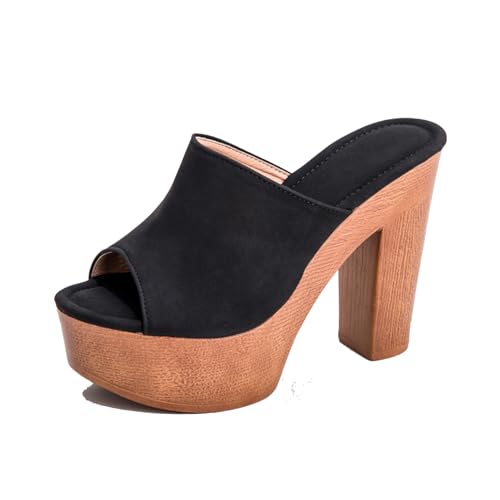 Klarmar Peeptoe-Pantoletten mit Hohem Absatz Damen Plateau Ohne Verschluss Blockabsatz Hausschuhe Pantoffeln Pantoffeln Elegant Party-Sandales Schwarz Gr 40 EU/41 Klarmar Peeptoe-Pantoletten mit Hohem Absatz Damen Plateau Ohne Verschluss Blockabsatz Hausschuhe Pantoffeln Pantoffeln Elegant Party-Sandales Schwarz Gr 40 EU/41 von Klarmar
