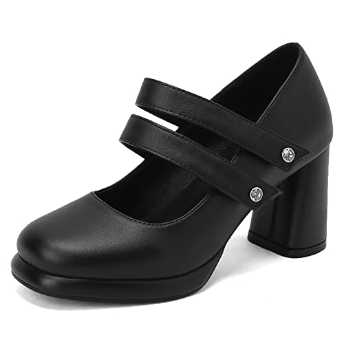 Klarmar Plateau Mary Jane Damen Block Schuhe Pump Komfort Runde Zehen Knöchelriemchen Mode Plateau Hochzeit Pumps Schwarz Gr 42 EU/44 Asiatisch/27CM Klarmar Plateau Mary Jane Damen Block Schuhe Pump Komfort Runde Zehen Knöchelriemchen Mode Plateau Hochzeit Pumps Schwarz Gr 42 EU/44 Asiatisch/27CM von Klarmar
