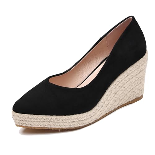 Klarmar Pointed Toe Espadrille Keilabsatzs Schuhe Damen High Schuhe Plateau Schuhe Wildleder Elegant Schwarz Gr 36 EU Klarmar Pointed Toe Espadrille Keilabsatzs Schuhe Damen High Schuhe Plateau Schuhe Wildleder Elegant Schwarz Gr 36 EU von Klarmar