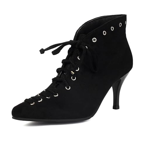 Klarmar Pointed Toe Höhe Ferse Stiefel Damen Wildleder Schnüren Stiletto Elegant Party Stiefeletten Schwarz Gr 40.5 EU/42 Klarmar Pointed Toe Höhe Ferse Stiefel Damen Wildleder Schnüren Stiletto Elegant Party Stiefeletten Schwarz Gr 40.5 EU/42 von Klarmar