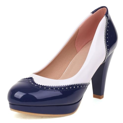 Klarmar Prom High Schuhe Damen Runde Zehen Elegant Plateau Party Klassische Ohne Verschluss Abend Höhe Ferse Blau Gr 41 EU/43 Klarmar Prom High Schuhe Damen Runde Zehen Elegant Plateau Party Klassische Ohne Verschluss Abend Höhe Ferse Blau Gr 41 EU/43 von Klarmar