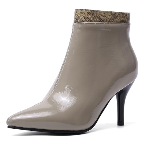 Klarmar Prom Stiletto Stiefel Damen Ankle Stiefeletten Pointed Toe Klassische Hochzeit Prom Stiefel Höhe Ferse Grau Gr 44 EU/46 von Klarmar
