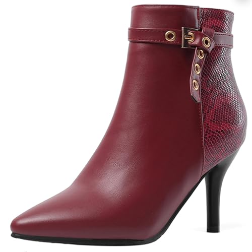 Klarmar Prom Stiletto Stiefel Damen Ankle Stiefeletten Pointed Toe Klassische Hochzeit Prom Stiefel Höhe Ferse Rotwein Gr 36.5 EU/37 Klarmar Prom Stiletto Stiefel Damen Ankle Stiefeletten Pointed Toe Klassische Hochzeit Prom Stiefel Höhe Ferse Rotwein Gr 36.5 EU/37 von Klarmar