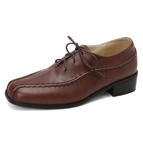 Klarmar Runde Zehen Oxford Damen Schnüren Buro Block Schuhe Arbeit Comfy Low Hwwl Pump Braun Gr 36.5 EU/37 von Klarmar