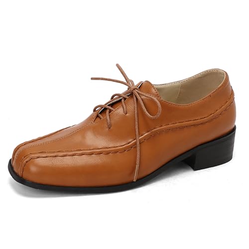 Klarmar Runde Zehen Oxford Damen Schnüren Buro Block Schuhe Arbeit Comfy Low Hwwl Pump Gelb Gr 36 EU von Klarmar