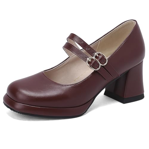 Klarmar Schnalle Mid Block Schuhe Damen Fromal Mary Jane Plateau Mode Buro Chunky Schuhe Rotwein Gr 40 EU/41 Klarmar Schnalle Mid Block Schuhe Damen Fromal Mary Jane Plateau Mode Buro Chunky Schuhe Rotwein Gr 40 EU/41 von Klarmar