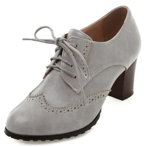 Klarmar Schnüren Blockabsatz Büroschuhe Damen Oxford Leisure Brogue Schuhe Buro Pump Grau Gr 36.5 EU/37 Klarmar Schnüren Blockabsatz Büroschuhe Damen Oxford Leisure Brogue Schuhe Buro Pump Grau Gr 36.5 EU/37 von Klarmar