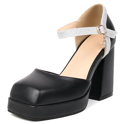 Klarmar Shiny Block High Sandalen Damen Geschlossen Sandals Glitzer Party Schuhe Abend Plateau Schwarz Gr 36 EU Klarmar Shiny Block High Sandalen Damen Geschlossen Sandals Glitzer Party Schuhe Abend Plateau Schwarz Gr 36 EU von Klarmar