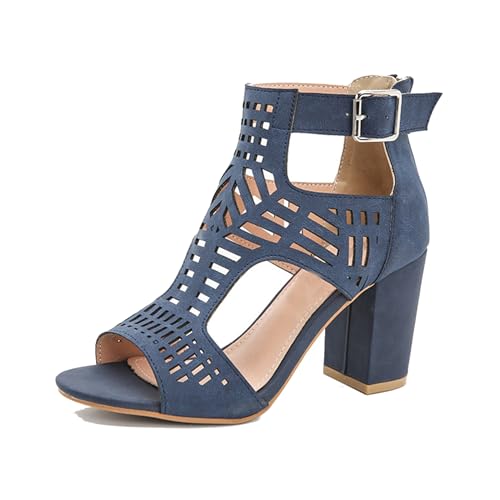 Klarmar Sommer Römersandalens Damen Offene Zeh Block Sandalen Buro Peep Toe Knöchelriemchen Wildleder Sommer Kleid Sandales Blau Gr 40 EU/41 Klarmar Sommer Römersandalens Damen Offene Zeh Block Sandalen Buro Peep Toe Knöchelriemchen Wildleder Sommer Kleid Sandales Blau Gr 40 EU/41 von Klarmar