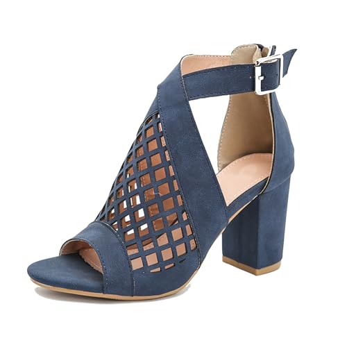 Klarmar Sommer Römersandalens Damen Offene Zeh Block Sandalen Buro Peep Toe Knöchelriemchen Wildleder Sommer Kleid Sandales Blau Gr 41 EU/43 Klarmar Sommer Römersandalens Damen Offene Zeh Block Sandalen Buro Peep Toe Knöchelriemchen Wildleder Sommer Kleid Sandales Blau Gr 41 EU/43 von Klarmar