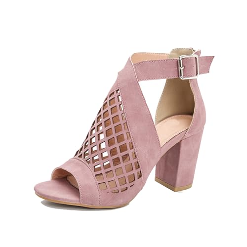 Klarmar Sommer Römersandalens Damen Offene Zeh Block Sandalen Buro Peep Toe Knöchelriemchen Wildleder Sommer Kleid Sandales Pink Gr 38 EU/39 Klarmar Sommer Römersandalens Damen Offene Zeh Block Sandalen Buro Peep Toe Knöchelriemchen Wildleder Sommer Kleid Sandales Pink Gr 38 EU/39 von Klarmar