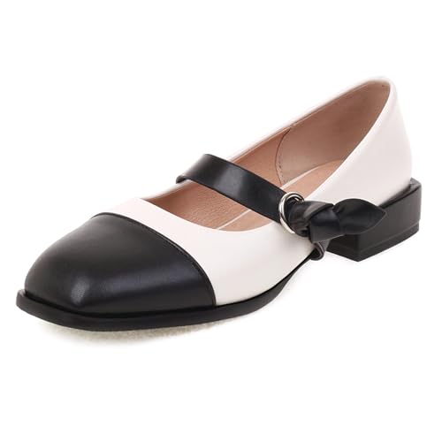 Klarmar Square Toe Mary Jane Damen Low Block Schuhe Party Bride Schuhe Klassische Pump Schwarz Gr 36.5 EU/37 von Klarmar