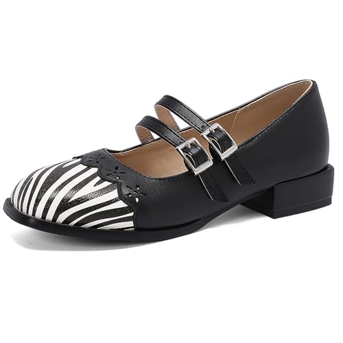 Klarmar Square Toe Mary Jane Damen Low Block Schuhe Party Bride Schuhe Klassische Pump Schwarz Gr 40.5 EU/42 von Klarmar