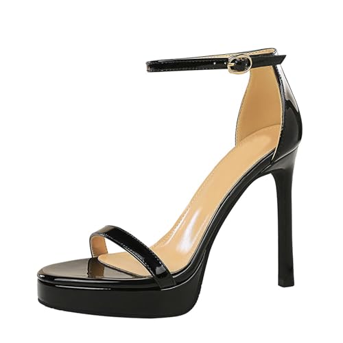 Klarmar Stiletto-Sandalen Für Damen Offene Zeh Knöchelriemchen Plateau Elegant High Sandalen Prom Hochzeit Sandalen Schwarz Gr 35 EU Klarmar Stiletto-Sandalen Für Damen Offene Zeh Knöchelriemchen Plateau Elegant High Sandalen Prom Hochzeit Sandalen Schwarz Gr 35 EU von Klarmar
