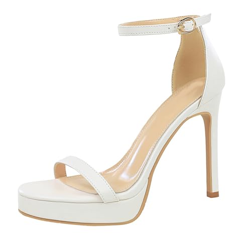 Klarmar Stiletto-Sandalen Für Damen Offene Zeh Knöchelriemchen Plateau Elegant High Sandalen Prom Hochzeit Sandalen Weiß Gr 39 EU/40 Klarmar Stiletto-Sandalen Für Damen Offene Zeh Knöchelriemchen Plateau Elegant High Sandalen Prom Hochzeit Sandalen Weiß Gr 39 EU/40 von Klarmar