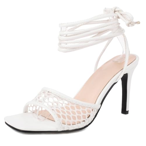 Klarmar Strappy Stilettos Damen Höhe Ferse Sandals Elegant Mesh Party-Sandale Offene Zeh Weiß Gr 35 EU Klarmar Strappy Stilettos Damen Höhe Ferse Sandals Elegant Mesh Party-Sandale Offene Zeh Weiß Gr 35 EU von Klarmar