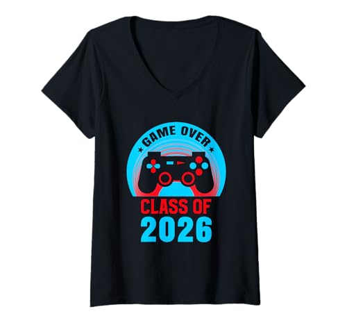 Damen Senior 2026 Gaming Lustige Klasse von 2026 T -Shirt 2026 T-Shirt mit V-Ausschnitt von Klasse von 2026 Abschlussgeschenke Hemden