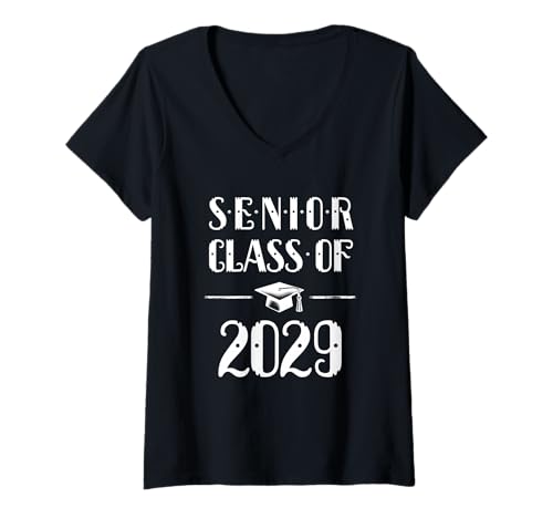 Damen Senior 2029 Klasse von 2029 Senior 29 Abschluss 2029 T-Shirt mit V-Ausschnitt Damen Senior 2029 Klasse von 2029 Senior 29 Abschluss 2029 T-Shirt mit V-Ausschnitt von Klasse von 2029 Abschlussgeschenke Hemden